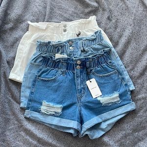 Brand New Denim High Waisted Paper Bag Shorts bundle